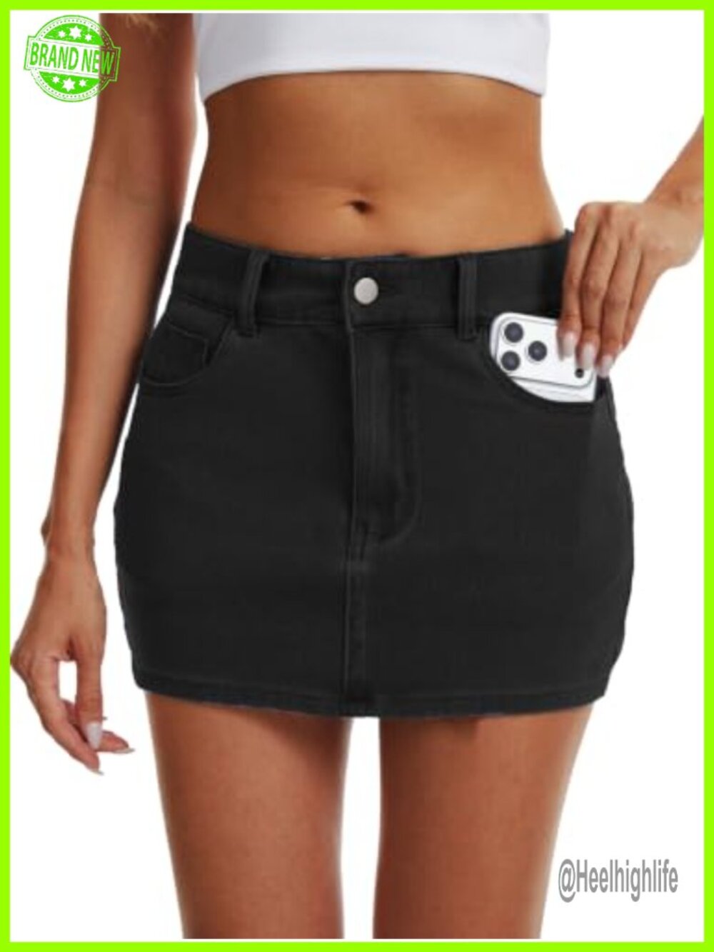 Mid Waist Stretch Denim Mini Skirt Bodycon Jean Skirt for Women Summer Casual